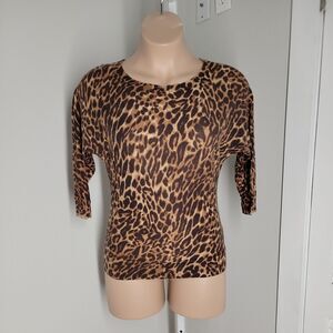 Chaps EST 1979 Knit Ribbed Sweater Blouse ~ Sz M ~ Brown ~ 3/4 Sleeve